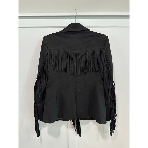 Love Token Vegan Suede Bronco Fringe Jacket Size M - Picture 2 of 6